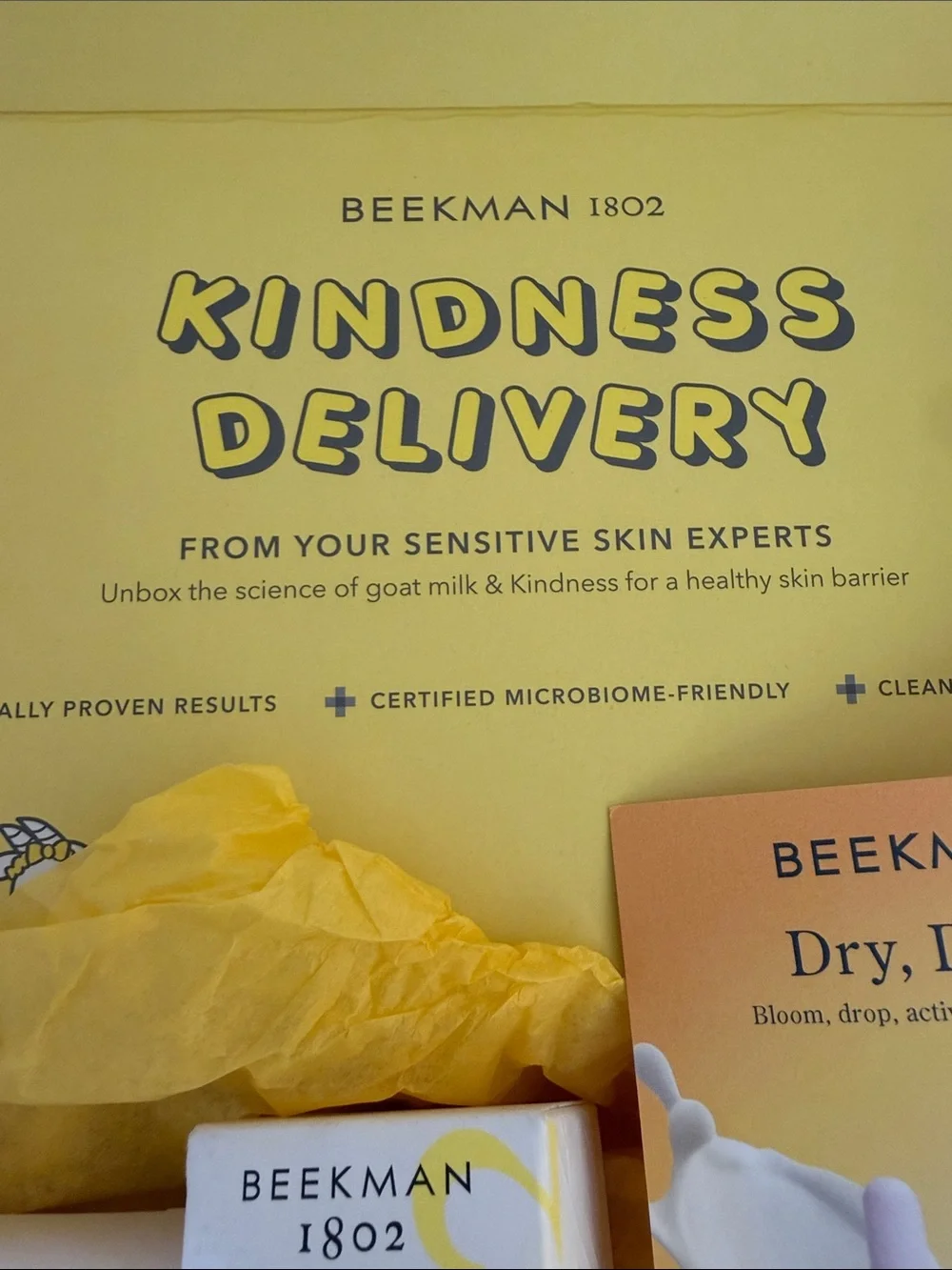 New Beekman 1802 Bloom Cream & Milk Drops Skincare PR box